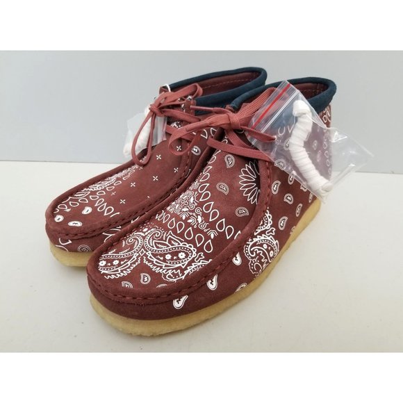 Clarks Wallabee Moccasin Shoes Paisley Brown Bandana Print Mens Size 10 43 main image 4